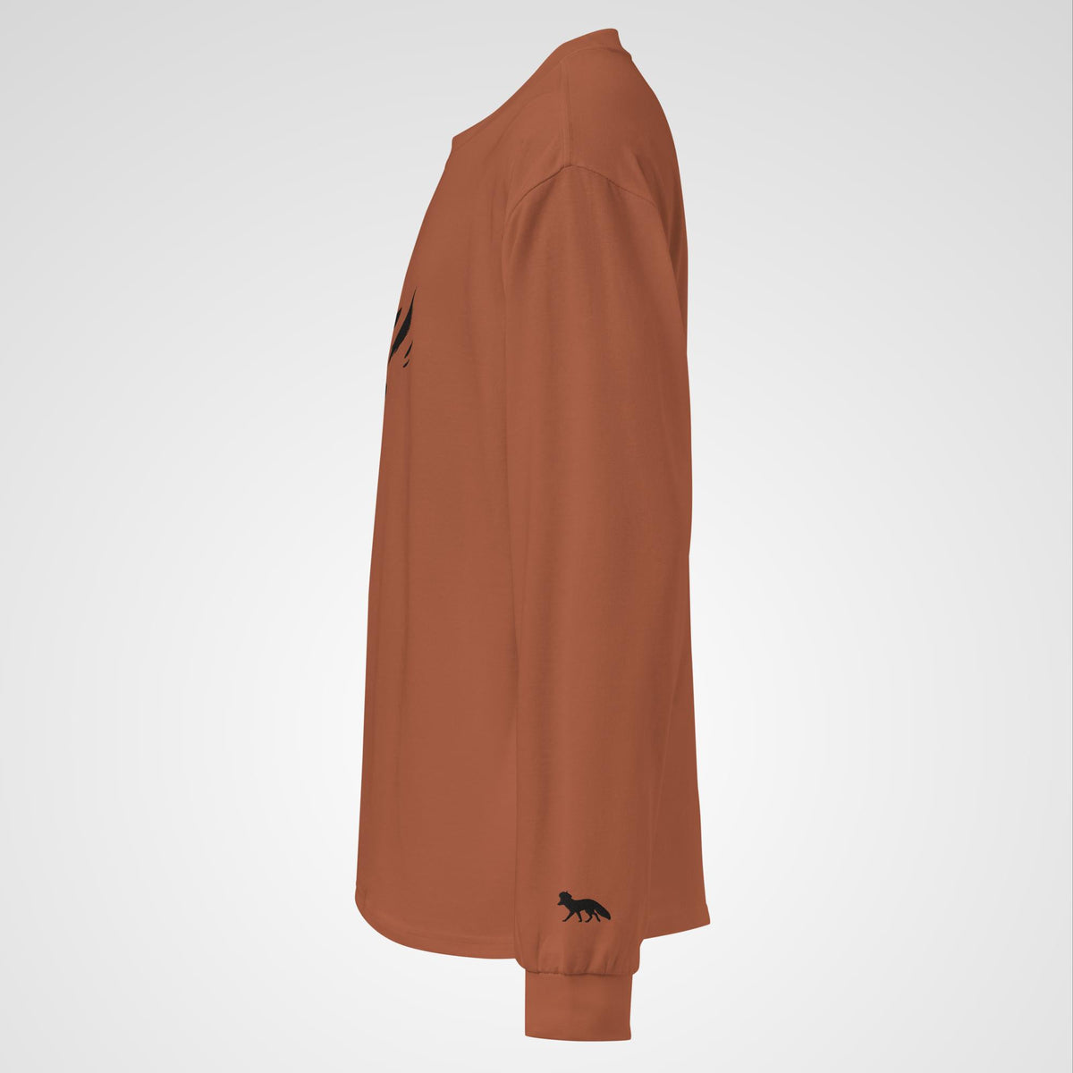 Embroidered Kitsune longsleeve left side view featuring embroidered detailing on sleeve