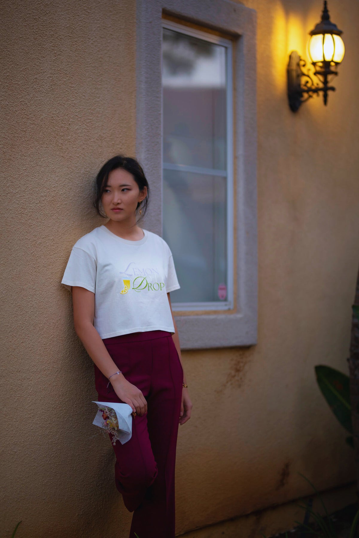 Model is wearing Lemon Drop Crop size S
