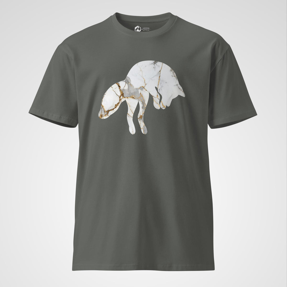 Marble Fox Premium T-shirt Grey front view